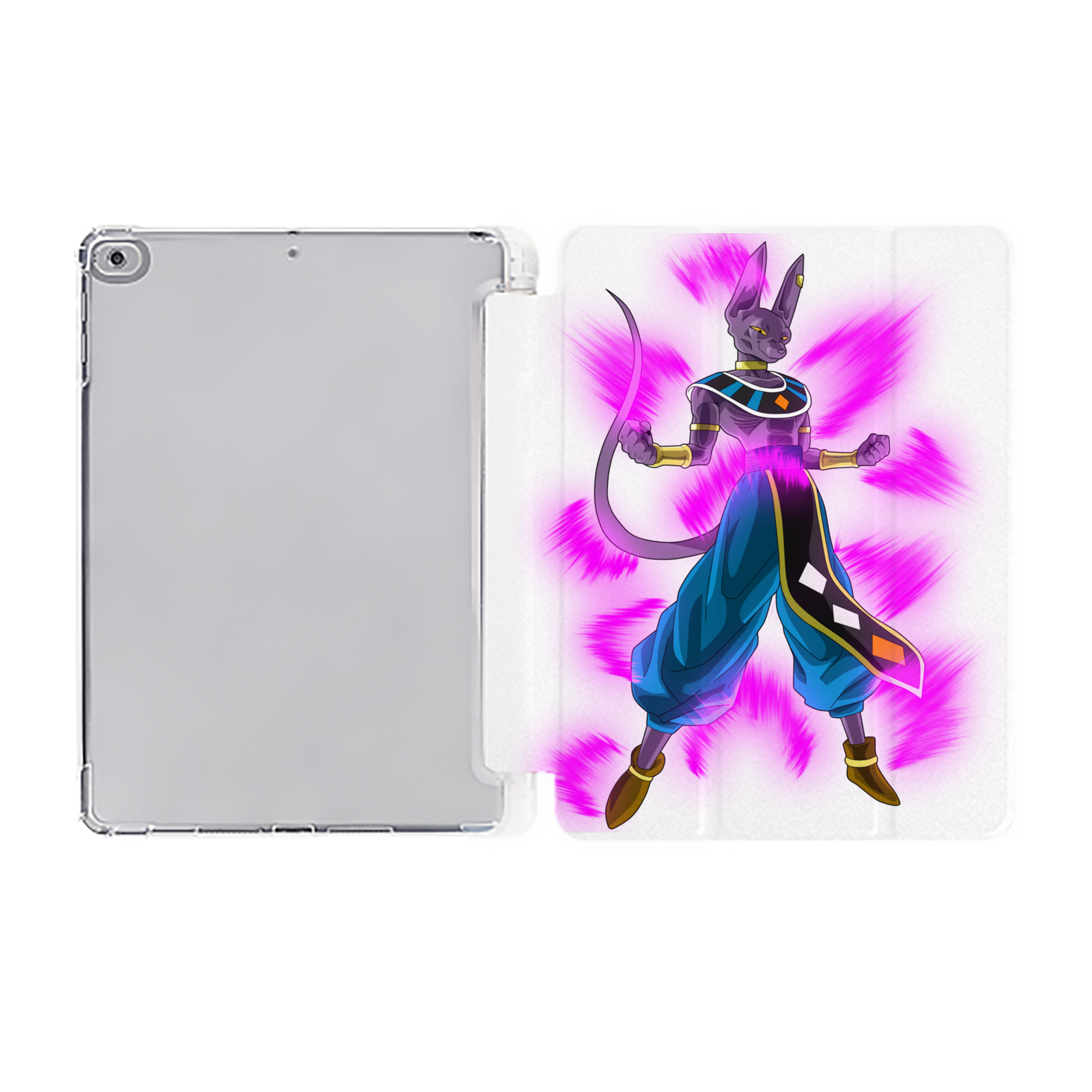 （画像用） ドラゴンボール ビルス 破壊神ビルス DRAGON BALL Beerus Birusu IPad ケース ペン収納付き 三つ折りスタンド PUレザー×シリコン 対応機種9.5/10.5/10.9インチ